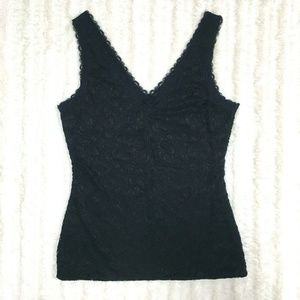 WHBM Black Lace V-Neck Tank - Sz S